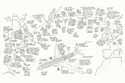 transatlantic - flight - plane - America - drawing
