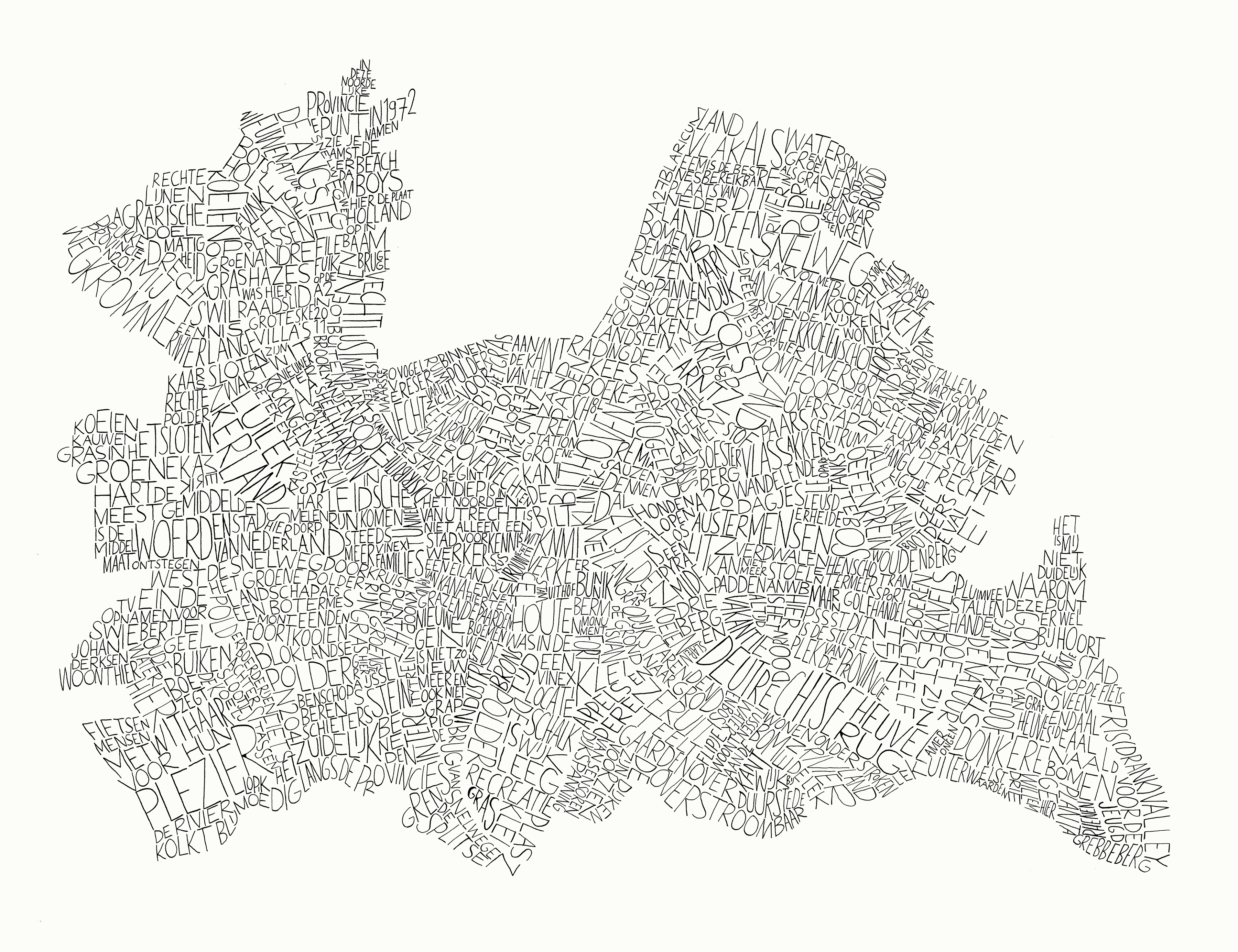 utrecht - plattegrond - vorm - provincie - letters - woorden